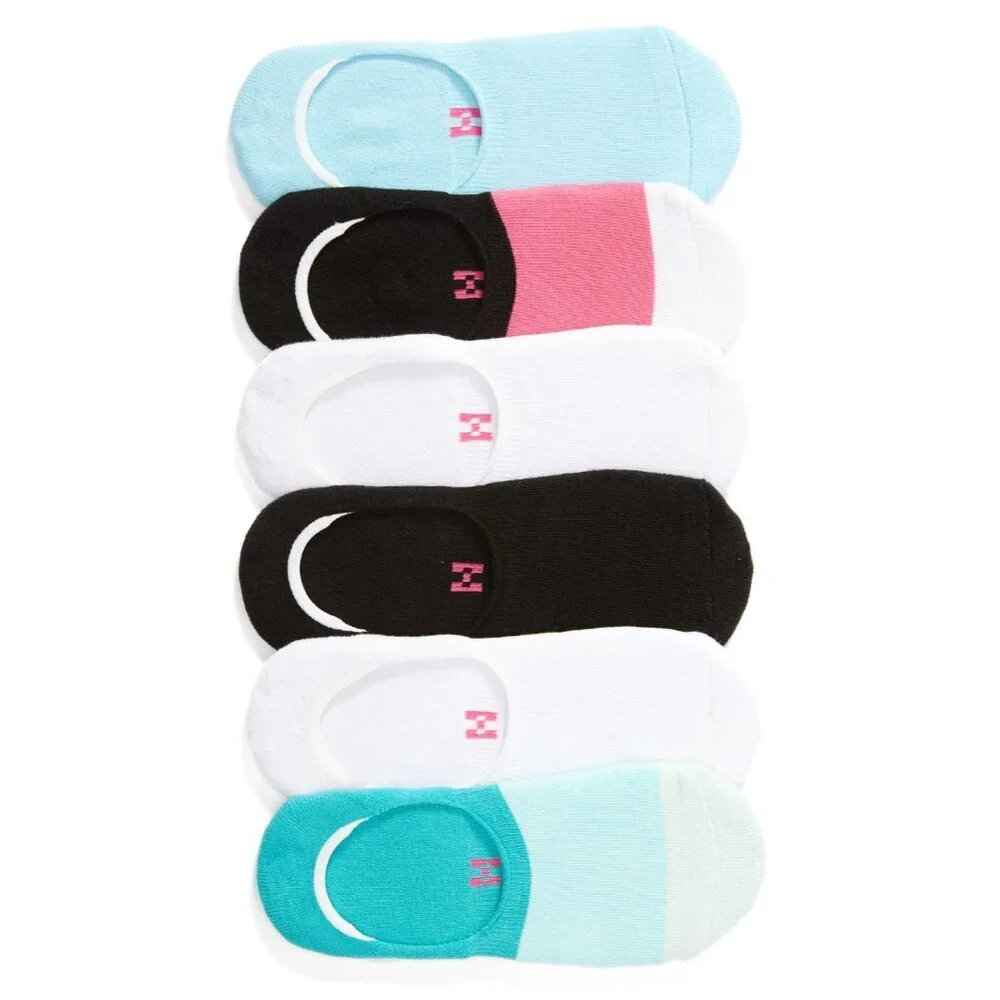 Hue Womens One Size Fits Most Soft Cotton 6 Pack Sneaker Liner Socks in Opal 844